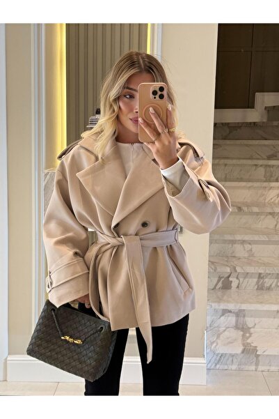 CKBUTİK Taş Oversize Trençkot-9592