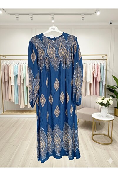 fariza tekstil Wide-Cut Viscose Fabric Dress with Drawstring Robe