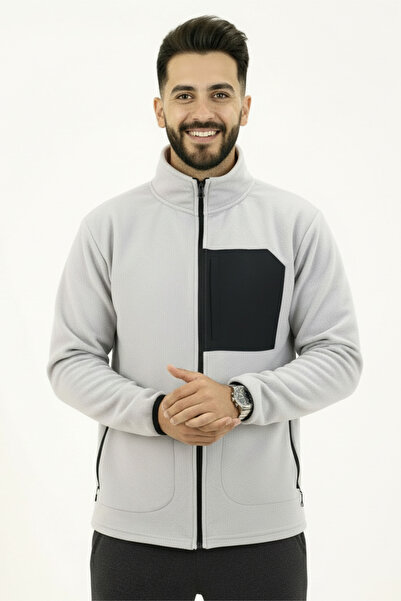 Veleno Gri Erkek Softshell Anti Peeling Polar Ceket 3 Cepli Tam Fermuarlı Ön ...