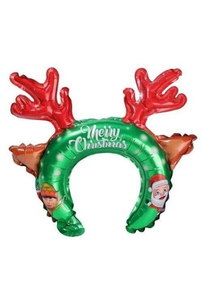 DODOMAR Balon din folie de Anul Nou Coroana din folie cu coarne de cerb 33x30cm