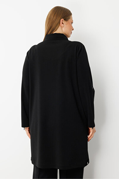 Moda İlgi Women's Plus Size Front Closure Snap Zipper Seersucker Tunic 0017 Burgundy