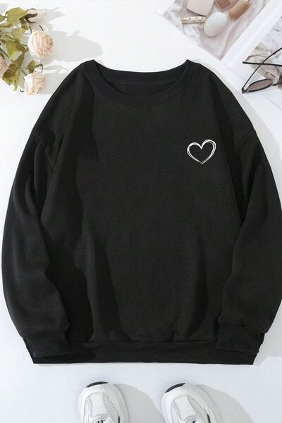 trendypassion سويت شيرت برقبة دائرية وطبعة قلب للجنسين