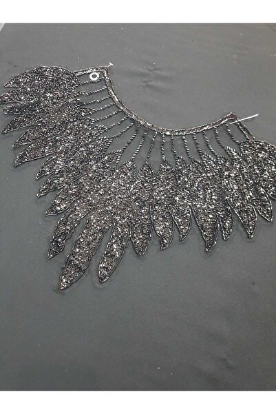 ESRA ŞELEM Black Sequin Beaded Guipure Brode Applique Decorative Sewing Accessory Hobby