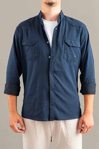 bombe Slim Fit Men's Seasonal Denim Shirt Light Ice Blue