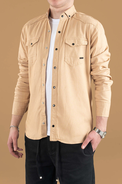 bombe Slim Fit Men's Seasonal Denim Shirt Light Ice Blue