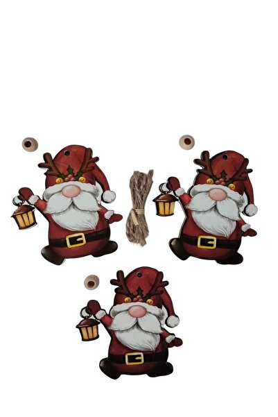 DODOMAR زينة شجرة عيد الميلاد على شكل سانتا كلوز القزم، مصنوعة من الخشب MDF، ...