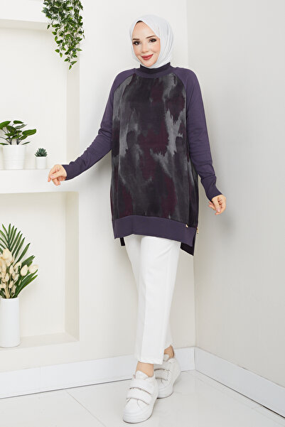 Pamuk Butik Women's Half Turtleneck Side Zipper Silk Cupra Mercerized Tunic