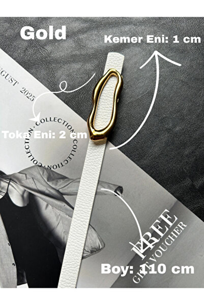 LİA KEMER Laud Long Wave Patterned Women's Gold Buckle Belt Jacket Belt Dress Belt Trouser Belt