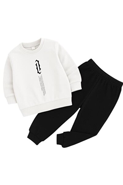 BENROMA Vertical Text Printed 3-Ply Children's Tracksuit Set