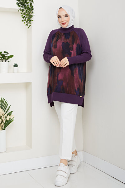 Pamuk Butik Women's Half Turtleneck Side Zipper Silk Cupra Mercerized Tunic