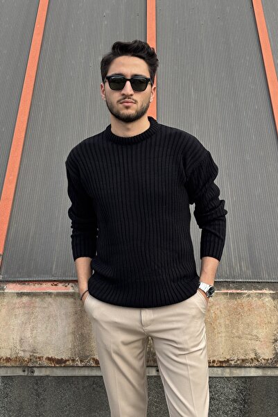 inpool Crew Neck, Winter-Spring, Striped, Textured, Basic Knit Sweater 25Pltk17