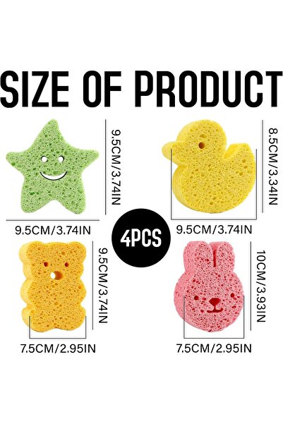 BEANPRECOY Luxury Baby Bath Sponges - 4 Pack