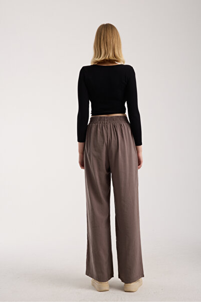 MRS.MODA Women's High Waist Wide Leg Elastic and String Tie Pants