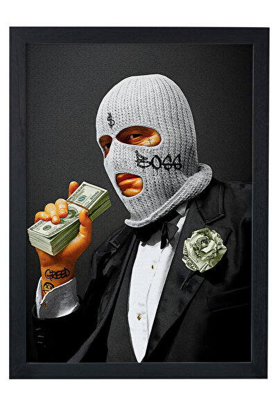 gxe.art Poster cu pictură cu cadru negru din lemn vandălit de artă clasică – ...