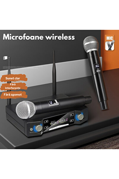 VENTART Set of 2 VENTART Wireless Microphones, UHF, Receiver with Display, Omnidirectional, Portable, Events