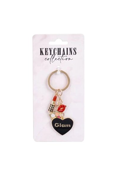 OEM Gold-Colored Keychain with Black Heart "Glam" for Women 9cm