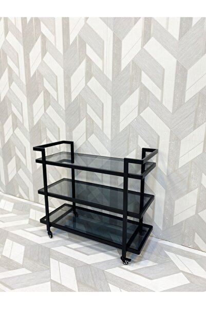 DEC24 Luxury serving trolley with three glass shelves