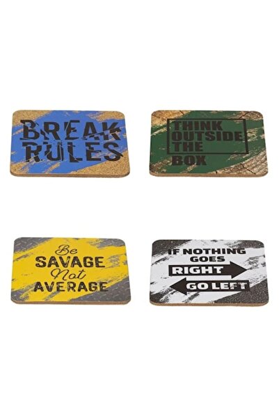 OEM Set of 4 coasters 10 × 10 cm, colorful with funny messages