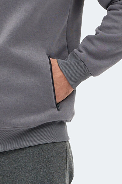 Slazenger Mendoza I Men's Zippered Mock Neck Pocket Gray Sweatshirt