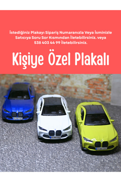 bebeym Bmw M4 Metal Model Araç - 3'lü Paket Yeşil, Mavi ve Beyaz - Bmw M4 Metal Oyuncak Araba
