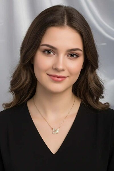 Clariss Çelik Zincir Altın Renk Zirkon Taşlı Kuğu Kolye