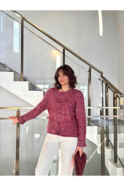 Sude Kızanlıklı Kırçıllı Yumoş Oversized Cardigan