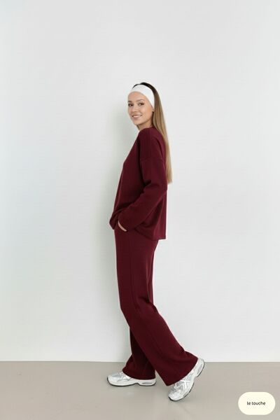 Le Touche Women's Long Sleeve Basic Modal Fabric Tracksuit Set