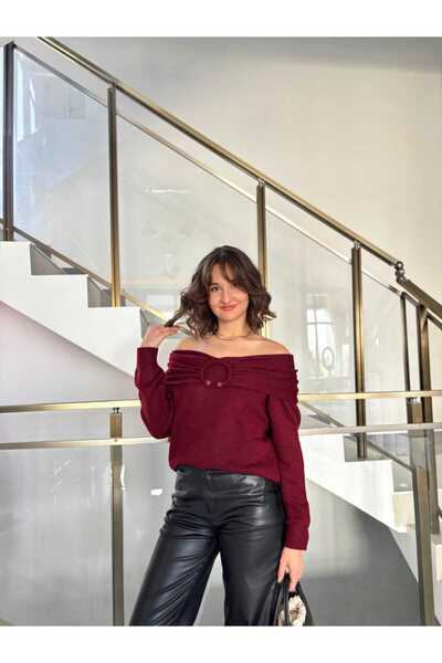 Sude Kızanlıklı Tricotaj cu detaliu cu cataramă la guler Madonna