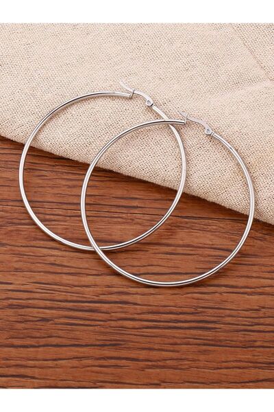 NUR TASARIM ATÖLYESİ 316L Steel Colorfast Silver Hoop Earrings
