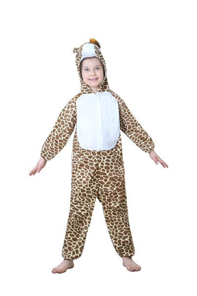 Toybox Kids Giraffe Costume Jumpsuit with Hood, Animal Fancy Dress, Party Outfit, Size XL(8-10Years)