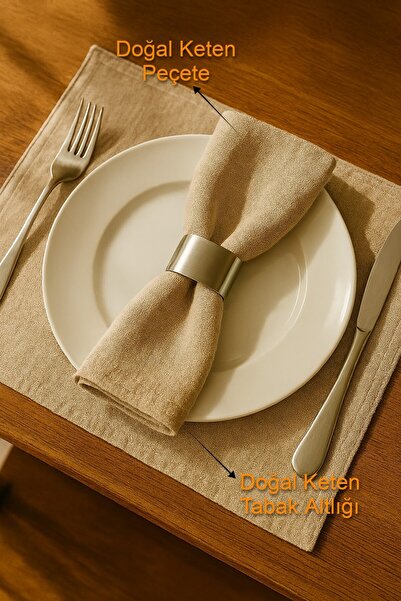 Deko Dekor 12 Pieces Organic Raw Washed Linen American Dinner and Serving Napkin Tableware Presentation Set