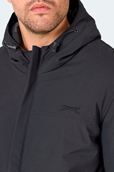Slazenger Hernis Men's Hooded Zippered Black Coat & Jacket