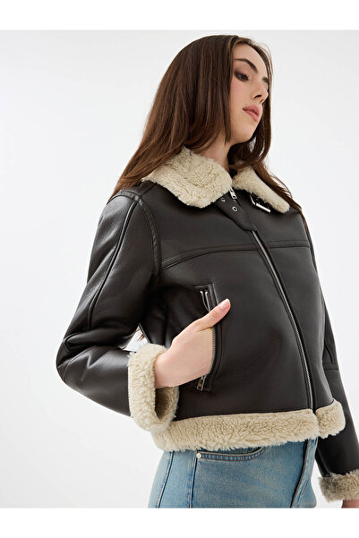 Loft Long Crop Brown Women's Coat Lf2040673