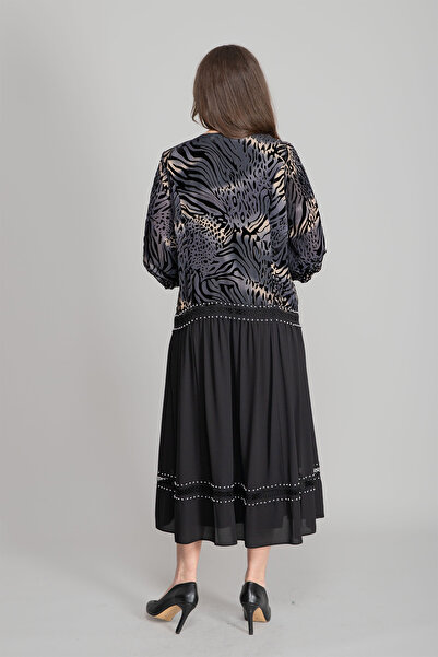 GUMANIZE Women's Round Neck Burnout Velvet Blouse Dress