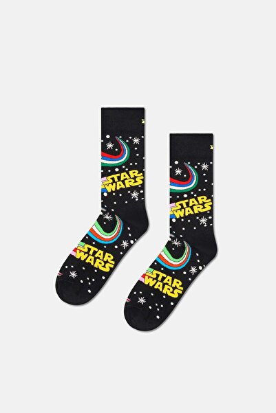 Happy Socks Erkek Siyah Star Wars Desenli Pamuklu Çorap
