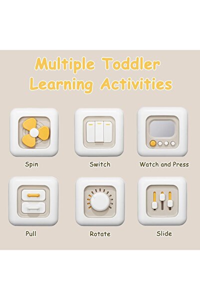 Generic Busy Activity Cube Montessori Sensory Toy for 1-3 Year Olds