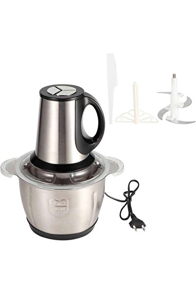 UNİBOX Electric Chopper, Meat Vegetables, Stainless Steel 3L, 4 Stainless Steel Blades, Large Capacity, Silver,