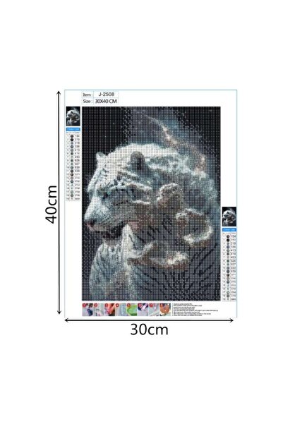 DELPI Diamond Embroidery White Tiger, 40 x 30 cm