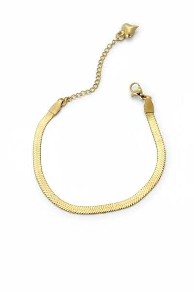 Clariss Çelik Gold Renk İtalyan Zincirli Bileklik