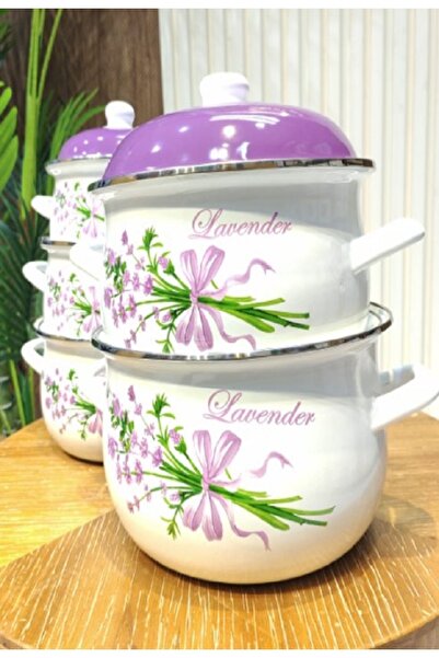 Generic Shinko pot set with purple rose pattern