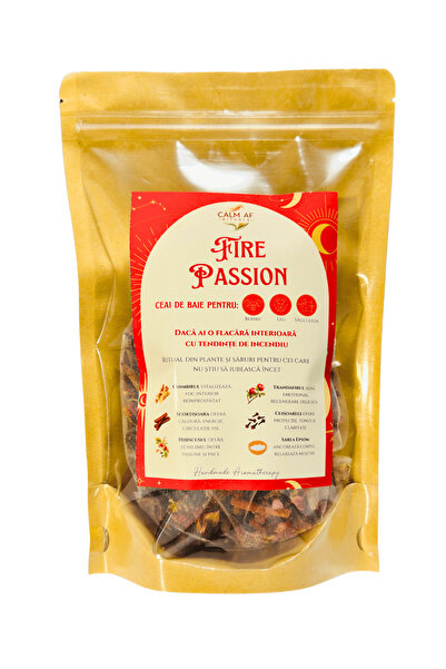Calm AF Rituals Ceai de Baie "Fire Passion" - Zodii de Foc (Berbec, Leu, Sagetator) - Plante, Uleiuri esentiale, Sare Epsom, 100g