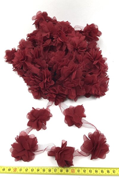 Fiyonks Atölye Laser Cut Flower, Decorative Flower Ribbon Tulle 5 Meters Long