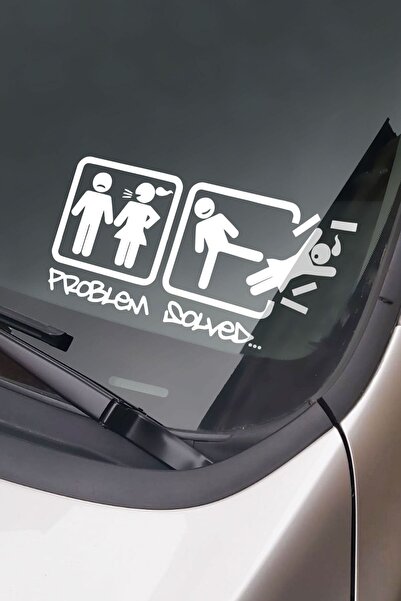 EYBA STİCKER Problem Solved Problem Solved Auto Sticker Glass Sticker 25cm