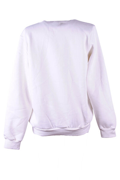 trender 26Kl71S95006 Ecru Women's Sweatshirt Blue Flower Printed