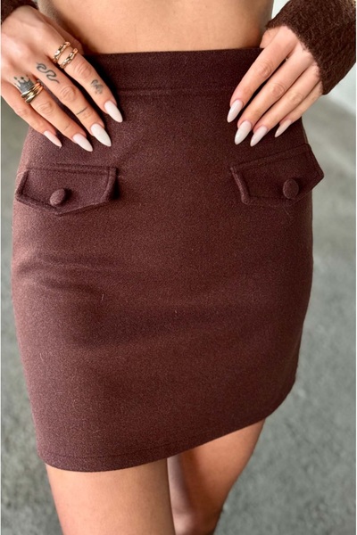 TOPSHOW Stretch Fabric Suede Mini Skirt