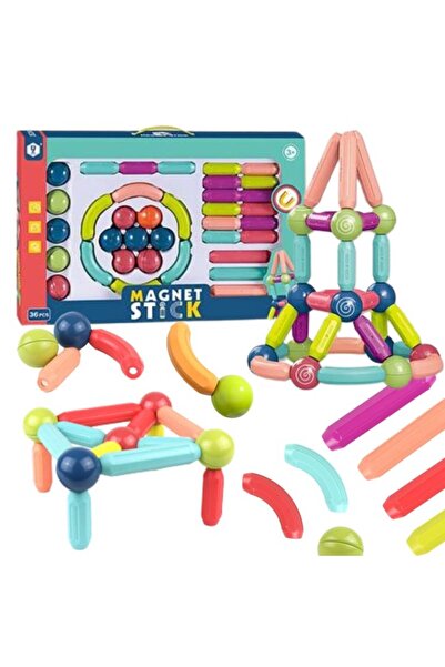 Import ProNice Construction Set, 36 Magnetic Pieces, Multicolor, Educational, 3+ years