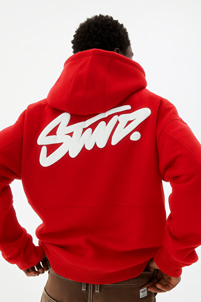 CLASSY.MODA Unisex 3 İplik O Oversized Swnd Lettering B Printed K Hooded Kangaroo Pocket Comfortable Casual Hoodie Sweat