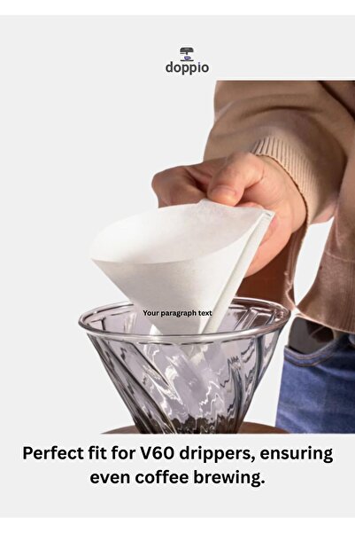 DOPPİO V60 Coffee Filter Papers 02 Size – Premium Natural Cone Filters for Pour-Over Brewing