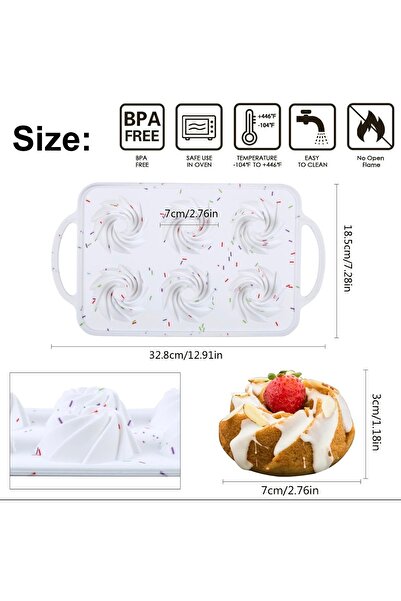 cc bin shihon Premium silicone mold for 6 mini bundt cakes – creativity in every bite