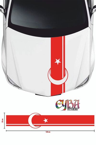 EYBA STİCKER ملصق أمامي على شكل نجمة القمر - ملصق تلقائي مقاس 118 × 20 سم